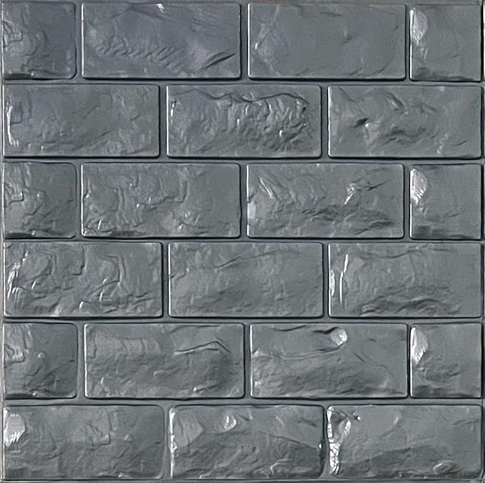 3D Wall Panels Peel and Stick 11PCS Gray Foam Brick Wallpaper for Bedroom Faux Stone Wall Panel Self-Adhesive Wallpaper (11PCS-10.65 Sq Ft, Gray)