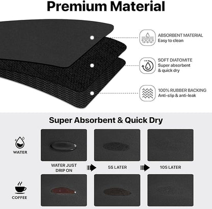 Bloss Black Dish Drying Mat + Faucet Mat for Kitchen Sink, Kitchen Sink Mats with Non-Slip Rubber Backed, Sink Matt for Kitchen Sink - 2PCS