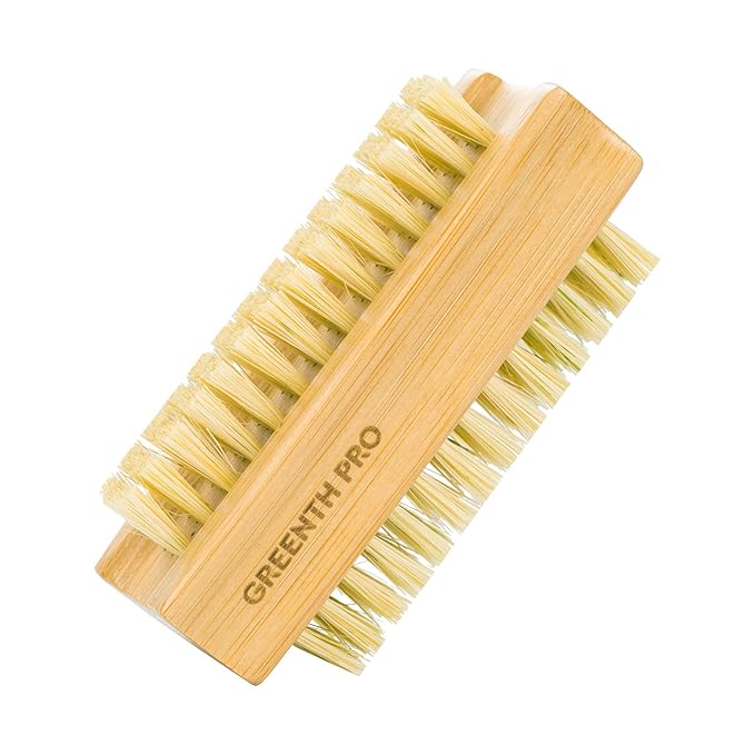 Bamboo Nail Brush，2PCS Two-side Firm Nature Wooden Sisal Scrub Brush for Toes and Nails,Cleaning Nail Brush
