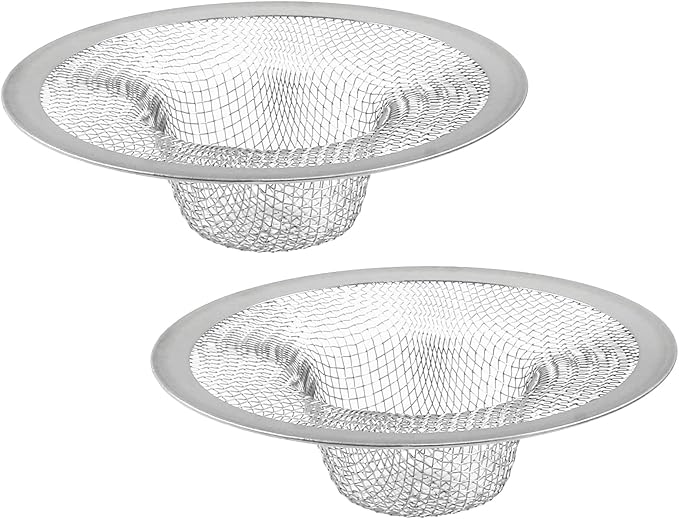 Piutouyar 2 Pack Stainless Steel Kitchen Sink Strainer, 3.5 Inch Diameter Mesh Basket Large Round Filter Kitchen Drain Strainer Food Catcher for Bathroom Bathtub Wash Basin Garbage