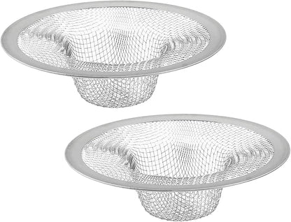 Piutouyar 2 Pack Stainless Steel Kitchen Sink Strainer, 3.5 Inch Diameter Mesh Basket Large Round Filter Kitchen Drain Strainer Food Catcher for Bathroom Bathtub Wash Basin Garbage