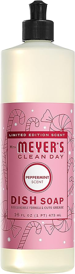 Mrs. MEYER'S Kitchen Set, Dish Soap, Hand Soap, and Multi-Surface Cleaner, 3 CT (Peppermint)