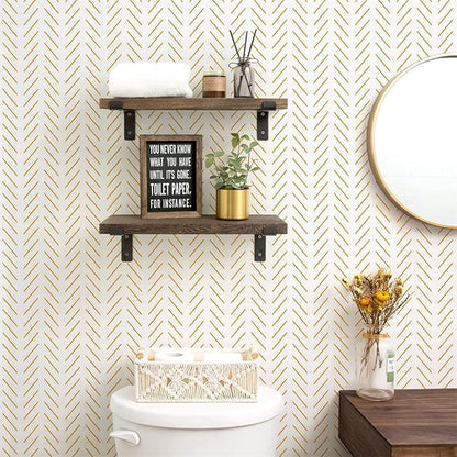 Orainege Yellow and White Peel and Stick Wallpaper Yellow Contact Paper 17.7 in x393.7 in Herringbone Geometric Wall Paper Peel and Stick Modern Lines Decorative Self Adhesive Wallpaper for Bedroom
