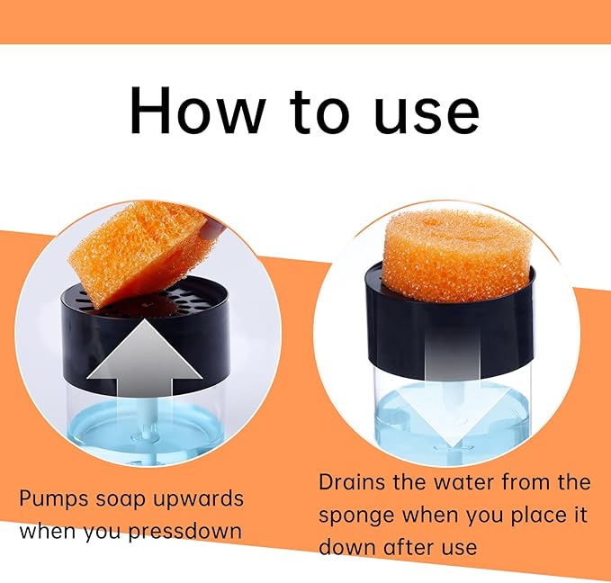 Soap Dispenser & Sponge Holder Compatible with Scrub Daddy Sponges - Kitchen Sink Pump Dispenser, Instant Refill, White