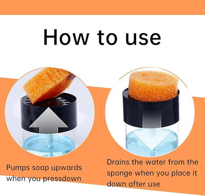 Soap Dispenser & Sponge Holder Compatible with Scrub Daddy Sponges - Kitchen Sink Pump Dispenser, Instant Refill, White