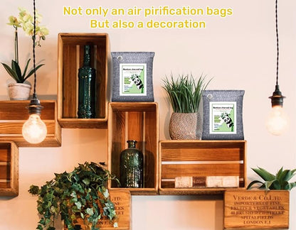 Activated Charcoal Odor Absorber for Strong Odor, Basement, Cars, Closets, Shoes, Smoke. 8 Pack Bamboo Charcoal Air Purifying Bags Deodorizer Odor Eliminator for Home