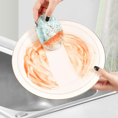 Cherry Blossoms Kitchen Scrub Sponges, Pop-up Kitchen Cleaning Sponges Reusable Dish Washing Sponges for Bathroom Household Cleaning 3 Pack - Non Scratch Scrubber