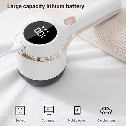 Fabric Shaver, Lint Remover Rechargeable, Electric Portable Sweater with 3 Speeds, Digital LED Display to Remove Pilling for Clothes, Furniture, Sweater, Couch, Blanket (White)
