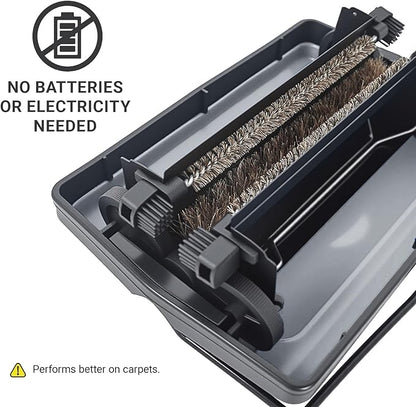 EZ SPARES Quiet Carpet Sweeper, Floor Sweeper with Horsehair Roller Brush Strong,Suitable for Carpet Cleaning Power,Bristle Sweeper,Great for House,Office,Kitchen,Carpet(Gray)