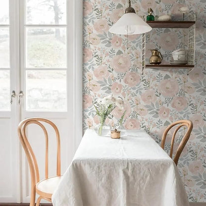Orainege Peel and Stick Wallpaper Floral Wallpaper 17.3in x118.1in Floral Contact Paper Peony Self Adhesive Removable Wall Paper for Cabinets Walls Shelf Liner, Light Pink