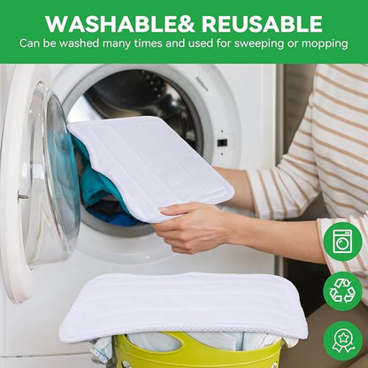 Steam Mop Pads for Shark Steam & Spray Mop S3101 S3251 SK460 SK410 S3101n2 S3250 SK435CO SK140 SK14,Washable Microfiber Cleaning Steamer Replacement Pads,White,8Pack