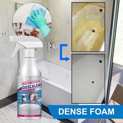 Stubborn Stains Cleaner,Bathroom Descaler,Jetted Bathtub Cleaner,Powerful Descaling Cleaning,60ml Limescale Cleaner, Bubble Cleaner Foam Spray for Toilet Bath Shower Glass (4Pcs)