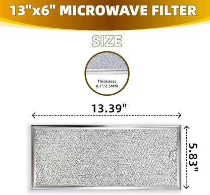 13" x 6" Microwave Grease Filter Replacement for Whirlpool GE WB06X10596 W10208631A Microwave Oven vent Filter Pack 2