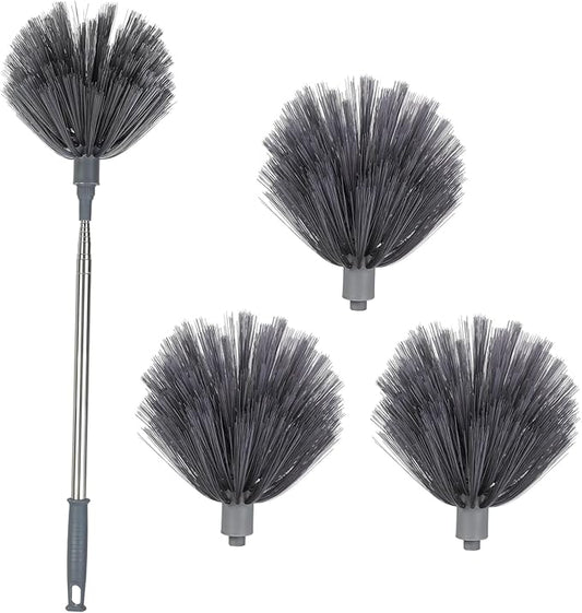HEALLILY Ceiling Fan Duster Extendable Pole Cleaning Heads Web Remover for Indoor Outdoor Cleaning