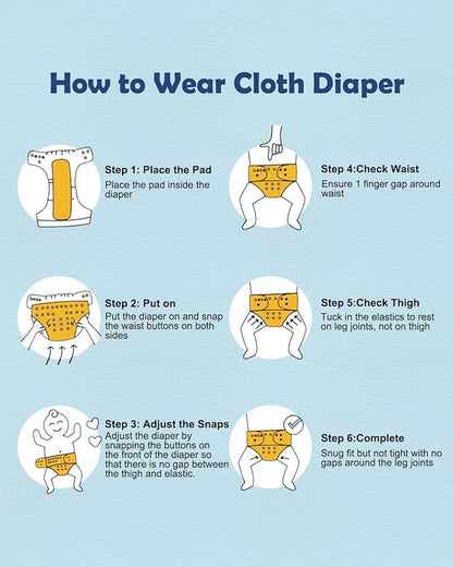 babygoal Boy Cloth Diapers Pack of 13, Baby Reusable Washable Pocket Nappy, 6pcs Diapers+6pcs Rayon from Bamboo Inserts+Wet Bag