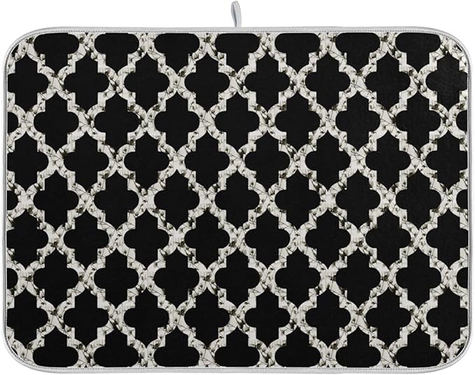 Super Absorbent Dish Drying Mat, Microfiber Fast-Drying Dish Mat, 24" x 18", Kitchen Dish Drying Pad, Geometry Texture Classic Modern
