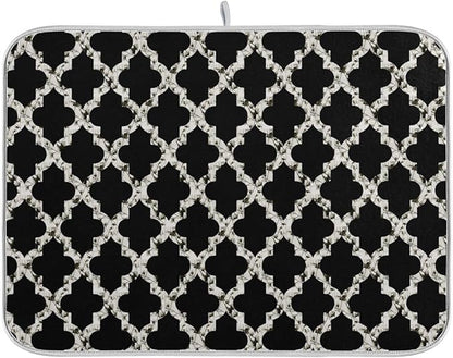 Super Absorbent Dish Drying Mat, Microfiber Fast-Drying Dish Mat, 24" x 18", Kitchen Dish Drying Pad, Geometry Texture Classic Modern