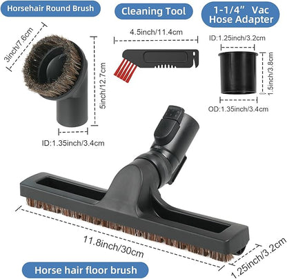 Horsehair Floor Brush Set, Compatible With Miele C1 C2 C3 CX1 Vacuum Cleaners, Soft Bristles Floorhead Vacuum Attachments for Hard Floor Cleaning (Hardwood Brush)
