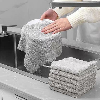 20 Pack Kitchen Dish Cloths Super Absorbent Coral Fleece Dish Cloths, Reusable Washable Fast Drying Rags, Nonstick Oil Microfiber Lint-Free Kitchen Cleaning Towels for Furniture Car Tea Bowl 10 x 10"