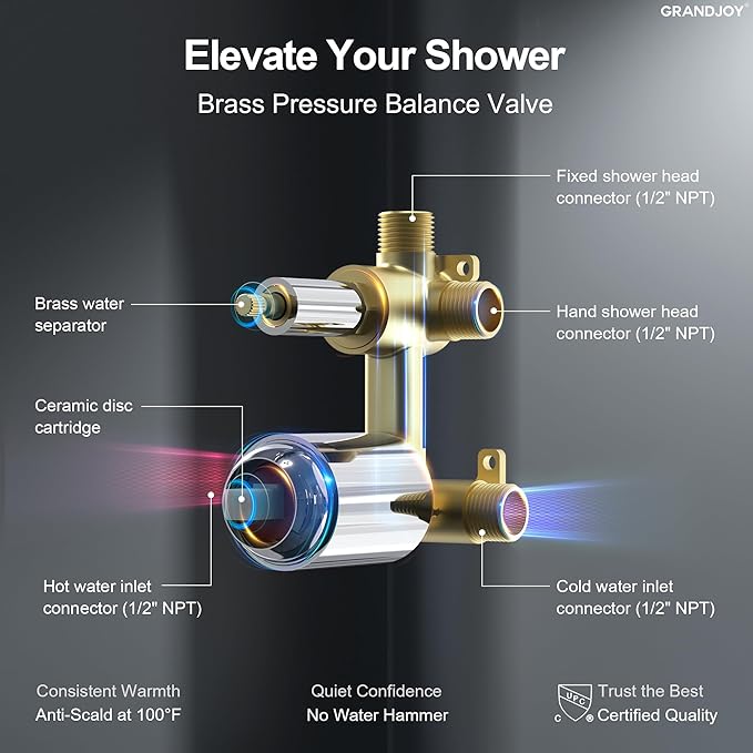 2-Spray Pattern 6 in.Square Shower head with Single Handle Shower Handheld Faucet 2.5 GPM in Polish Chrome