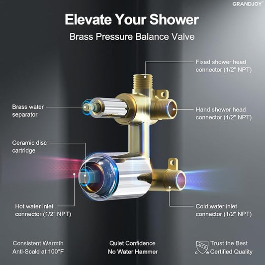 2-Spray Pattern 6 in.Square Shower head with Single Handle Shower Handheld Faucet 2.5 GPM in Polish Chrome