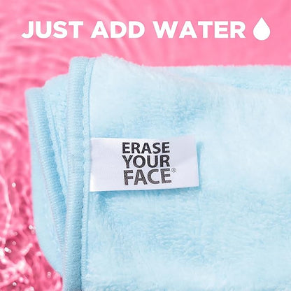 ERASE YOUR FACE Reusable Makeup Remover Cloths - Microfiber Face Towels to Cleanse & Remove Makeup - Water Activated for Sensitive Skin - Multi-Pastel (4 Count)