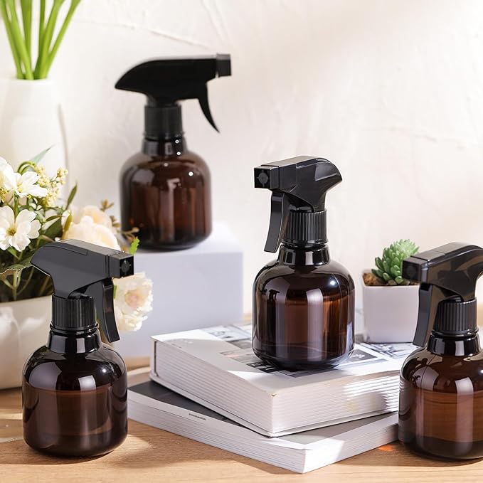 Jinei 24 Pcs 8 oz Empty Plastic Spray Bottle Bulk with Trigger Sprayers Pet Adjustable Head from Fine to Stream Refillable for Hair Plants Cooking Pets, No Leakage(Black)