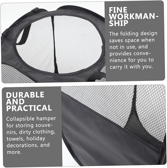Healifty Clothing Laundry Basket Folding Organizer Storage Basket Portable for Clothes Sundries Black