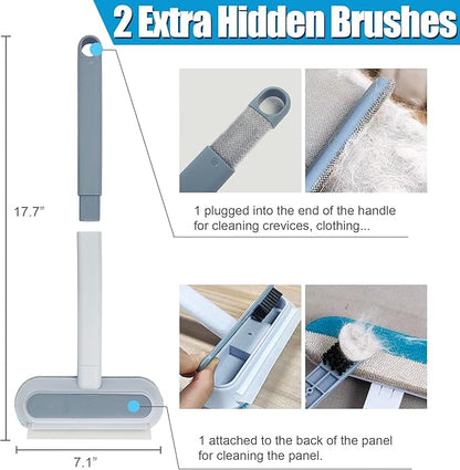 Magic Pet Hair Remover for Dog Cat Owners 1 Pieces,TikTok 4 in 1 Multifunctional Pet Hair Removal Tool for Couch Furniture Carpet Clothing, Reusable Washable Broom Brush for Window Tile Lint Cleaning