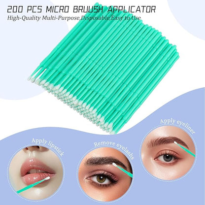 300 PCS Eyelash Extension Supplies Kit, Disposable Micro Applicator Brush, Eyebrow Spoolie, Lip Brush, Mascara Wand Applicator (light green kits)