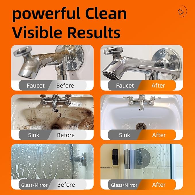 Bathroom Cleaner Spray - Removes Soap Scum, Hard Water Stains - All-Purpose Shower, Tub, Toilet, Tile, Sink and Fixtures Alternative - Fresh Scent, 17.9 oz (1-Bottle Pack with 1 Nozzles)