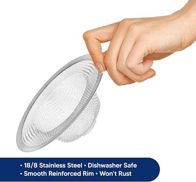 HIC Kitchen Mesh Sink Strainer, 18/8 Stainless Steel, Set of 2, 4.5-Inches