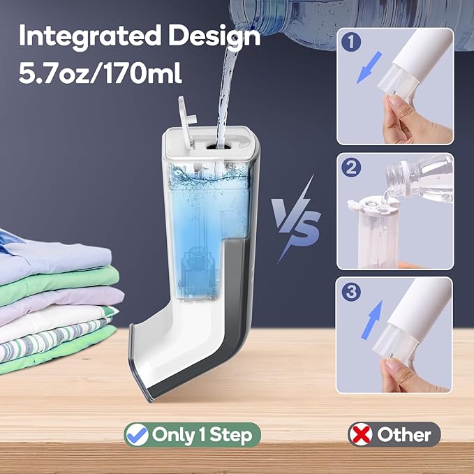 Mini Travel Steamer for Clothes,110-240V Portable Dual Voltage Steamer & Iron 2 In 1,Integrated 170ml Tank 25s Fast Heat,1.2lbs Travel Size Fabric Iron,Handheld Steaming Wrinkles Remover For Garments