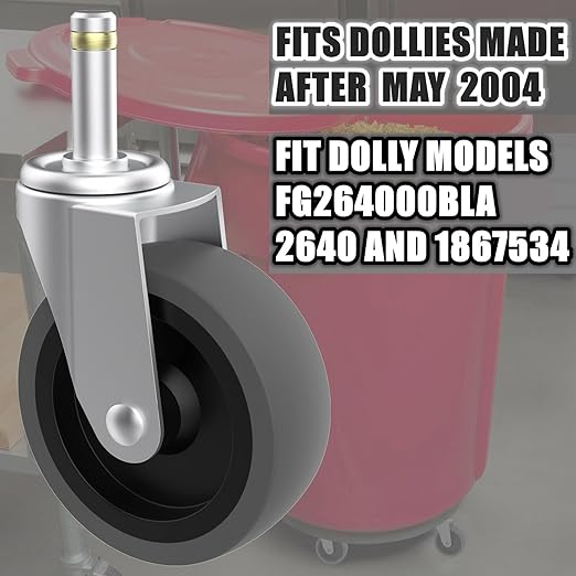 Replcament Casters for Brute Trash Bin Dolly Set of 10, 3-Inch Trash Can Dolly Replacement Wheels(375LBS-2)