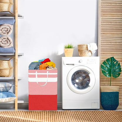 2-Pack Foldable Laundry Basket,Large Laundry Baskets with Handles,Waterproof Laundry Hamper,Collapsible Laundry Hampers for Clothes Organizer 80L (Red)