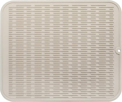 MicoYang Silicone Dish Drying Mat for Multiple Usage,Easy clean,Eco-friendly,Heat-resistant Silicone Mat for Kitchen Counter or Sink,Refrigerator or Drawer Liner Tapioca XL 18 inches x 16 inches