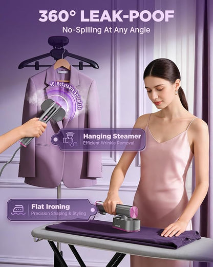 Travel Steamer for Clothes - Fast Wrinkle Remover Portable Iron 100-240V, Steamer ＆ Iron for Clothes 2 In 1, Handheld Garment Steamer with 4 Modes, Travel Size Clothes Steamer Iron for Home/Global