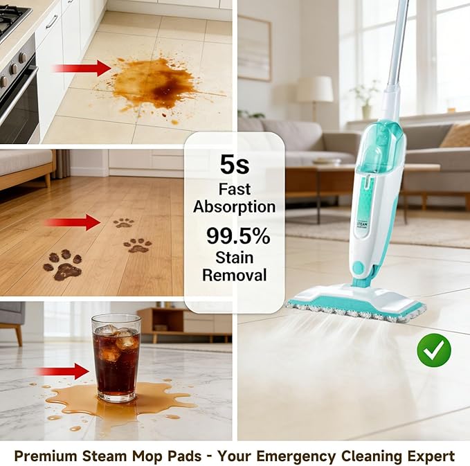 Replacement For Shark Steam Mop Pads: Microfiber Pads For Shark Steam Mop S1000 S2001 S1000A S1000C S1000WM - 50+Repeated Washable 1 Second Absorption Floor Cleaning Steam Mop Reusable Pads 5-Pack