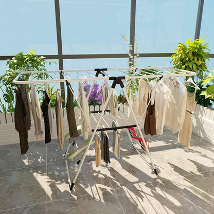 DORTALA Foldable Drying Rack, Laundry Clothes Storage, Portable Folding Dryer, Heavy Duty Clothes Hanger, Clothes Drying Rack, Lightweight and Stable Stainless Steel Clothes Dryer, for anUse