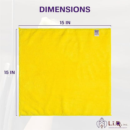 L.I.Q. Microfiber Cleaning Cloths (Pack of 12) – 4 Types: Coral Fleece, Glass, Fishscale & Long Pile (3 Each) – Reuseable, Lint-Free Microfiber Cloths for Cleaning - for Wood, Glass, Metal, and More