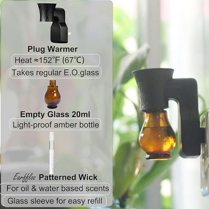 Blank Plug-in Air Freshener 4 Sets Empty Wall Plug Oil Diffuser for DIY Characteristic Home Scent from Natural Essential Oil, EO+Water, Fragrance Refill (Black)