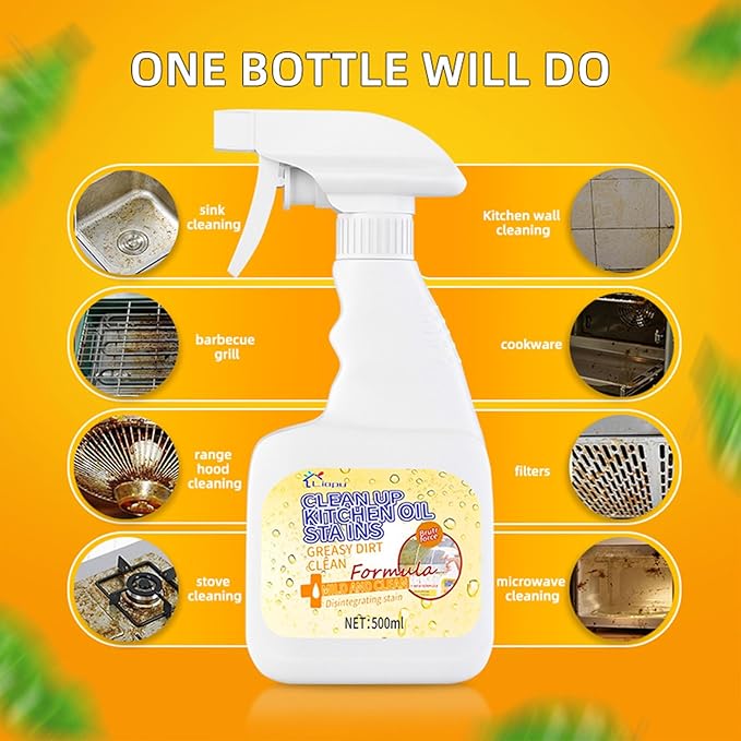 2Pcs All Purpose Cleaner, Remove Stains Cleaning Spray, Lemon Breeze Scent Multipurpose Heavy Duty Degreaser, Kitchen Cleaning Supplies Removes Oil Stains On Microwave & Oven & Stove Top