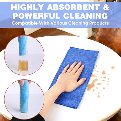 10 Colors Microfiber Cleaning Cloths, 50 Pack Assorted Cleaning Rags, Highly Absorbent Microfiber Towels for Car, Kitchen, Bathroom and Household Cleaning, 11.8"X11.8"