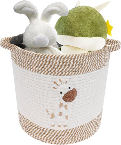 Laundry Baskets Hamper with Handles,Decorative Cotton Rope Bin for Living Room,Woven Storage Basket for Pillows, Blankets,Clothes Organizer (Style B)