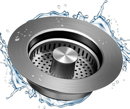 NinjaTiger Kitchen Sink Drain Strainer - 3-in-1 Stainless Steel Pop Up Sink Stopper Anti-Clogging Sink Strainer Basket Sink Drainer Filter Plug for US Standard 3-1/2'' Sink Drain | Gunmetal Gray