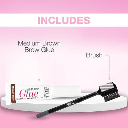 Ardell Brow Glue Medium Brown with Styling Brush – Tinted Eyebrow Gel for Lamination Lift, All-Day Extreme Hold Brow Gel for Defined Brows, 0.35 oz
