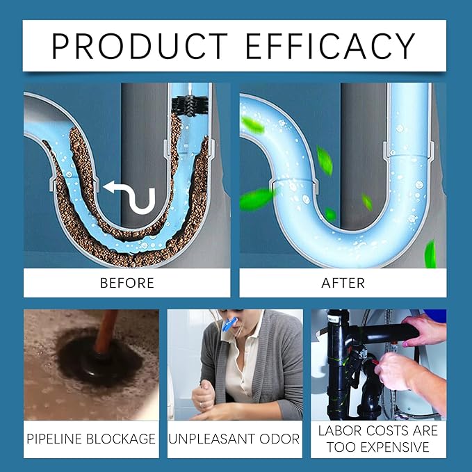 Powerful Drain Clog Remover Powder 100g, Fast-Acting Drain Cleaner with Sodium Sulfate & Sodium Hydroxide, Dissolves Hair, Grease & Soap Scum, Deep Cleans Pipes for Kitchen Sinks & Bathroom Drains