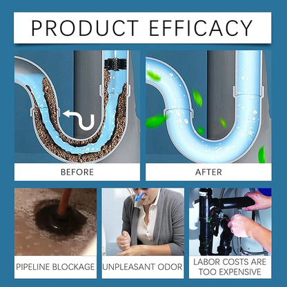 Powerful Drain Clog Remover Powder 100g, Fast-Acting Drain Cleaner with Sodium Sulfate & Sodium Hydroxide, Dissolves Hair, Grease & Soap Scum, Deep Cleans Pipes for Kitchen Sinks & Bathroom Drains