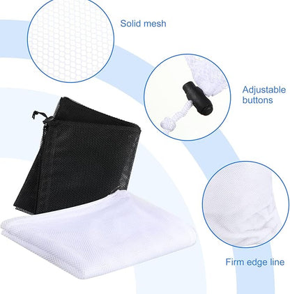 Berlune Large Mesh Laundry Bags, 24 x 36 Inch Bulk Wash Set with Drawstring for Commercial Use, Dorms, Vacation Rentals, Laundromats, Apartments & Facilities(Black, White,30)