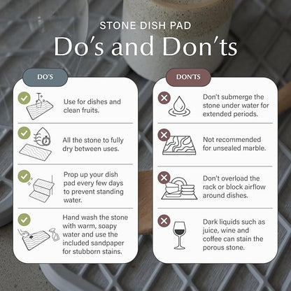Dorai Home Dish Pad - Collapsable Stone Dish Drying Mat with Diatomaceous Earth for Quick Drying - Ultra Absorbent - Encased in Woven Silicone - Eco-Friendly, Foldable - Large 24.6" x 16.5", Sandstone